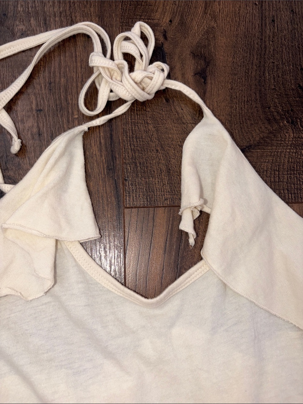 Express Cream Ruffle Halter Top - Picture 3 of 7